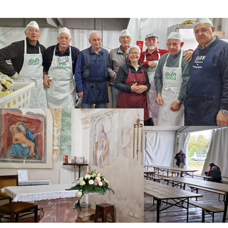 Volontari al lavoro e la chiesetta nel cuore dei sinaghini e non solo - foto per cortesia di Agostino Di Francesco