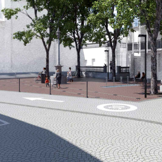 Il redering di come sarà la nuova piazza San Maurizio a Vedano Olona