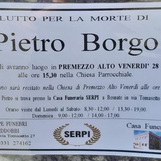Cavaria con Premezzo in lutto per il suo Pietro