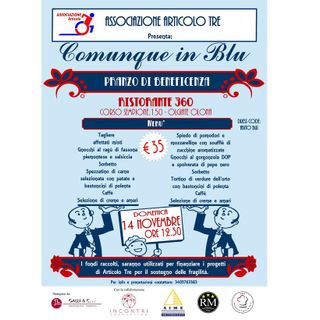 "Comunque il blu", domenica il pranzo di beneficenza dell'associazione Articolo Tre