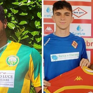 Matteo Barzotti, 32 anni, ai tempi della promozione in C con il Sangiuliano, e l'accoppiata Lorenzo Piras (18 anni)-mister Floris al Bra