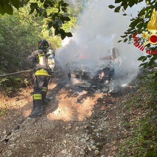 Luino, auto in fiamme nel bosco: indagano i carabinieri