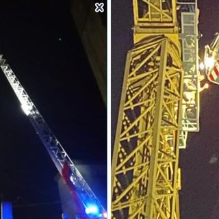 FOTO E VIDEO. Castronno, giovane s'arrampica nella notte su una gru di 25 metri: raggiunto e salvato