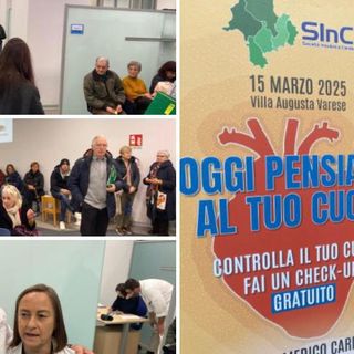 La giornata "Oggi pensiamo al tuo cuore" organizzata da SInCa, la Società Insubrica Cardiologica, e ospitata a Villa Augusta nella sede dei Servizi sociali del Comune, ha portato centinaia di varesini e non solo a sottoporsi agli esami cardiovascolari gratuiti. In foto l'assessore Molinari, il dottor Parravicini e la dottoressa Castiglioni