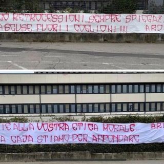 Gli Arditi contestano la Pallacanestro Varese: due striscioni appesi fuori dal palazzetto
