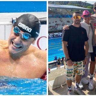 Mamma Alessandra, papà Samuele, il fratello Jacopo, la ragazza Adelaide Radice e un amico di Nicolò Martinenghi al Foro Italico