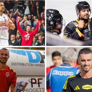 Dall'alto il senso orario Ferrero, che attende a Brescia l'Openjobmetis all'esordio, il capitano dei Mastini Andrea Vanetti, quello della Varesina Marco Gasparri e Stefano Banfi, il giocatore più in forma e tra i più amati del Varese