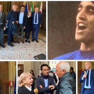 Il progetto del docufilm "Stella del Sud" è stato presentato nel Salone Estense del Comune di Varese, ospiti Roberto Bettega - qui sopra con Anna, moglie di Pietro Anastasi, e il figlio Gianluca - e Beppe Marotta