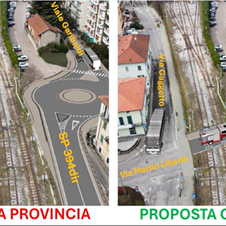La cartina mostrata in consiglio comunale a Laveno Mombello con le due viabilità a confronto