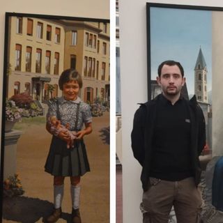 Agnese Introini e Giacomo Cazzaro accanto alle loro opere