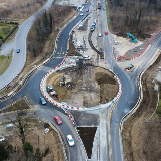 I lavori in corso per la realizzazione della rotatoria di Vergiate sulla superstrada