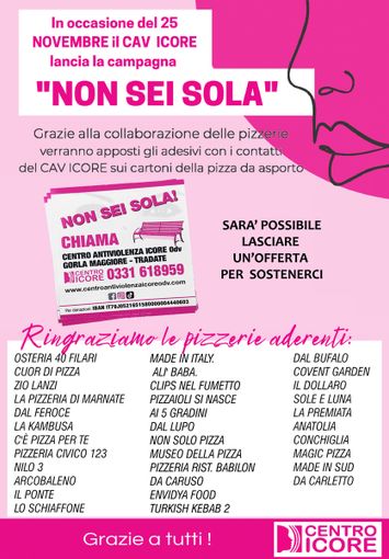 Cav Icore: cartoni della pizza contro la violenza sulle donne