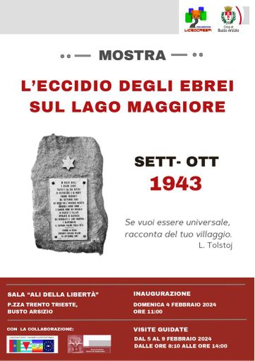 Domenica 4 l’inaugurazione di una mostra sugli eccidi degli ebrei sul lago Maggiore a cura del liceo Crespi Domenica 4 l’inaugurazione di una mostra sugli eccidi degli ebrei sul lago Maggiore a cura del liceo Crespi