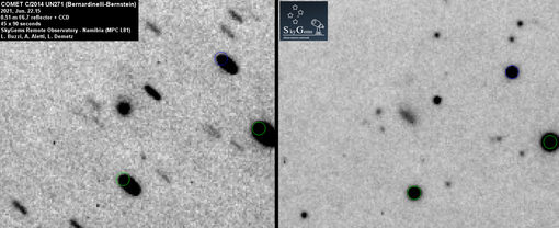 L'immagine alla strumentazione della cometa ripresa dalla Schiaparelli di Varese