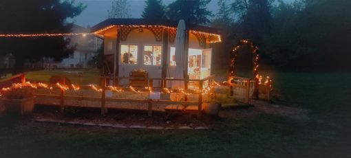 Il chiosco Cill al parco Mantegazza tra le luminarie allestite per il Natale Il chiosco Cill al parco Mantegazza tra le luminarie allestite per il Natale