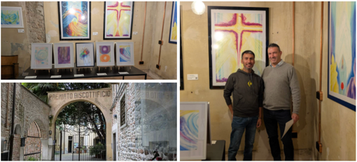 La mostra di Mauro Armiraglio, a sinistra in foto accanto al gallerista Michele Cataleta, nell'ex Biscottificio di via San Martino a Varese