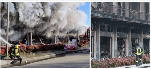 Rischio crollo per l'edificio bruciato a Laveno: si va verso la riapertura di via XXV Aprile a senso unico alternato