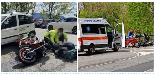 Nel riquadro a sinistra l'incidente di Luino (foto LuinoNotizie.it) A destra i soccorsi a Laveno(foto © SM da LuinoNotizie.it) Nel riquadro a sinistra l'incidente di Luino (foto LuinoNotizie.it) A destra i soccorsi a Laveno(foto © SM da LuinoNotizie.it)