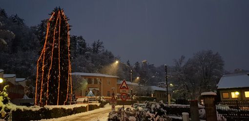 FOTO. L'albero di Natale nella piazza di Luvinate sotto la neve