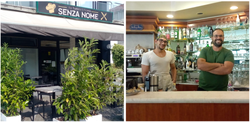 La trattoria pizzeria "Senza Nome" di viale Borri 311 gestita da Gianluca, a destra nella foto, e da mamma Ines La trattoria pizzeria "Senza Nome" di viale Borri 311 gestita da Gianluca, a destra nella foto, e da mamma Ines