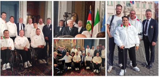 Siete il nostro orgoglio: a destra Larkin, Radice, Longhi e Andreoni davanti al Quirinale, qui sopra con il ministro Abodi e, poi, alla cerimonia Siete il nostro orgoglio: a destra Larkin, Radice, Longhi e Andreoni davanti al Quirinale, qui sopra con il ministro Abodi e, poi, alla cerimonia