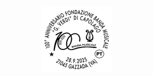 Il logo sul francobollo per il centennale della Banda Musicale di Capolago