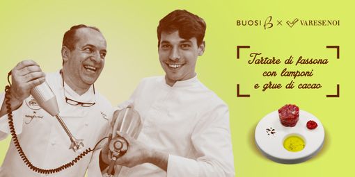 Buosi da mangiare - tartare di fassona con lamponi e gruè di cacao
