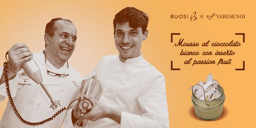 Buosi da mangiare - mousse al cioccolato bianco con inserto al passion fruit