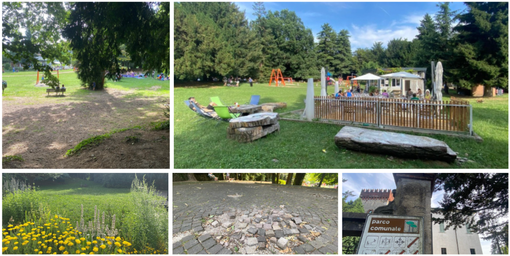 Scorci di parco Mantegazza a Masnago, tra aree verdi, giochi per i bambini, chiosco, castello e... sanpietrini da sistemare