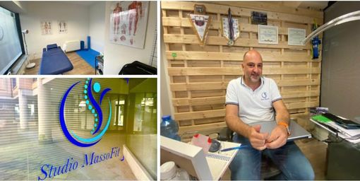 Luigi Bonifiacio nel suo studio MassoFit di piazza della Repubblica a Varese