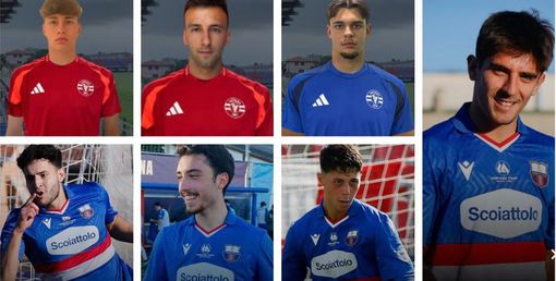 Dall'alto in senso orario i tre ultimi arrivati Miconi, Ghioldi e Macchi, poi i quattro rossoblù approdati in C: nella foto più grande Orellana Cruz e accanto a lui Basti, Gatti e, ultimo a sinistra, Gatti Dall'alto in senso orario i tre ultimi arrivati Miconi, Ghioldi e Macchi, poi i quattro rossoblù approdati in C: nella foto più grande Orellana Cruz e accanto a lui Basti, Gatti e, ultimo a sinistra, Gatti