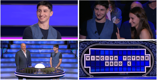 Andrea primo bravissimo campione della "Ruota della fortuna" tornata ieri dopo il Tg5 e condotta da Gerry Scotti