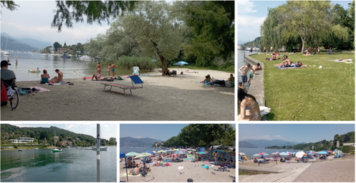 Dall'alto in senso orario, Guree beach a Monvalle, i salici di Ispra, Cerro, Reno di Leggiuno e il &quot;Golfo dei Poeti&quot; di Ranco