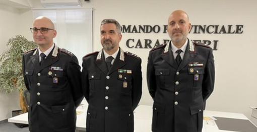 Da sinistra: il capitano Convertino, il tenente colonnello Giuliani e il tenente Galesi Da sinistra: il capitano Convertino, il tenente colonnello Giuliani e il tenente Galesi