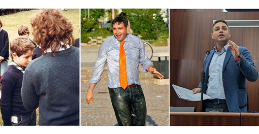 Da sinistra: Samuele Astuti giovanissimo scout, dopo la vittoria alle elezioni di Malnate e durante un intervento in Consiglio regionale Da sinistra: Samuele Astuti giovanissimo scout, dopo la vittoria alle elezioni di Malnate e durante un intervento in Consiglio regionale