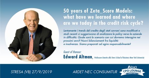 Edward Altman fa tappa in Adaci al meeting della Community dei CPO LOUNGE 27 Settembre Regina Palace Stresa (VB)