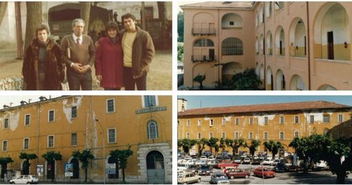 Angela e Franco, a destra, insieme a mamma Carla Tagnochetti e a papà Giuseppe Buccheri, il colonnello della Caserma Garibaldi dove hanno abitato nella loro casa all'interno dell'edificio militare sul lato di via Pavesi da metà anni Settanta a metà anni Ottanta