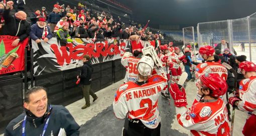 L'Alleghe senza tifosi a caccia dell'impresa della prima Coppa Italia della sua storia (foto di Roberto Miana dalla pagina Facebook ufficiale dell'Alleghe Hockey)