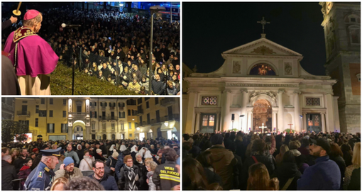 Più di mille persone per la Via Crucis di ieri sera a Varese (Foto M.Z. e Comunità Pastorale Sant'Antonio Abate Varese)
