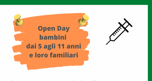Sabato e domenica open day vaccinali per bambini e familiari