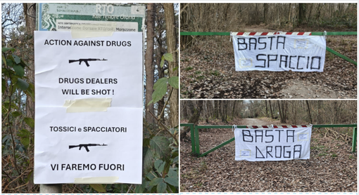 I cartelli comparsi nei boschi dello spaccio a Morazzone