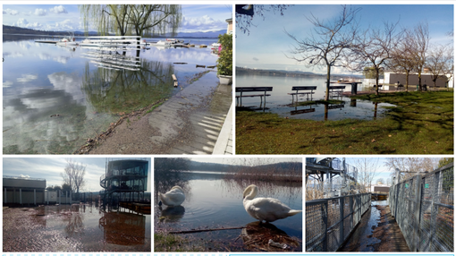 Il lago di Varese cresce ancora, piazzale Zanzi sommerso. La Canottieri: «Forti disagi ma per ora niente danni»
