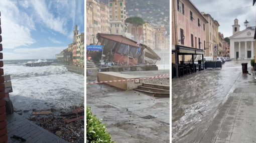 VIDEO L'impressionante mareggiata a Camogli fa crollare lo storico ristorante "Golfo Paradiso"