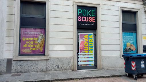 Le vetrine in via Donizetti che ospiteranno La Yogurteria e Art Caffé