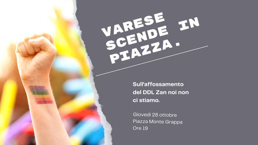 Varese domani scende in piazza contro l'affossamento del Ddl Zan