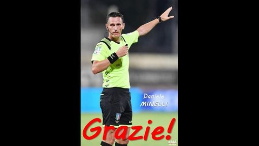 «Daniele, grazie a te abbiamo tifato anche per l'arbitro»: una provincia saluta Daniele Minelli, "dimesso" da arbitro di B. Ma non dal cuore della gente «Daniele, grazie a te abbiamo tifato anche per l'arbitro»: una provincia saluta Daniele Minelli, "dimesso" da arbitro di B. Ma non dal cuore della gente