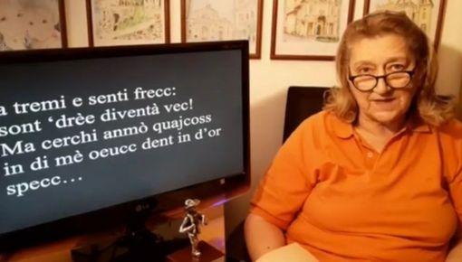 Lidia Munaretti recita "Rifless in ciar e scur" di Tino Rossi che per tre volte ha ricevuto il premio di poeta bosino