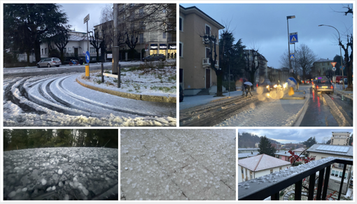 Le strade di Varese imbiancate dopo il "temporale di ghiaccio"