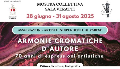 "Armonie cromatiche d'autore": l'Associazione Artisti Indipendenti di Varese celebra il 70° con una mostra davvero unica in Sala Veratti "Armonie cromatiche d'autore": l'Associazione Artisti Indipendenti di Varese celebra il 70° con una mostra davvero unica in Sala Veratti