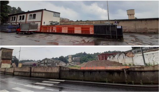 Si inizia a vedere la spianata sull'area ex Aermacchi dopo le demolizioni in corso, l'ultima è quella che riguarda la palazzina con gli ex uffici comunali che si affacciavano su piazzale Foresio (prima foto dall'alto, nella seconda la "vista" da via Crispi)